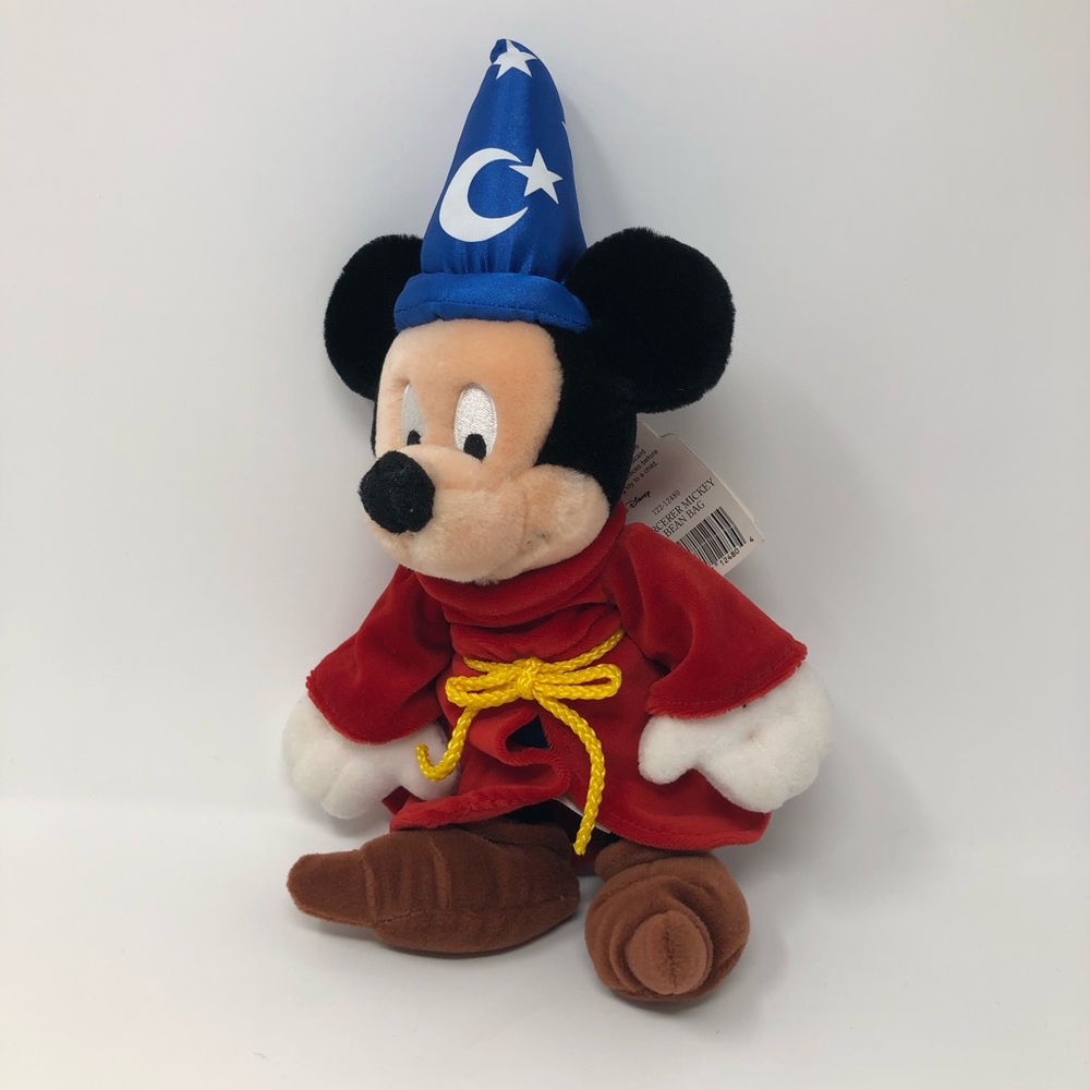 Walt Disney World Sorcerer Mickey Bean Bag Plush Red Robe Hat Moon Stars 13”